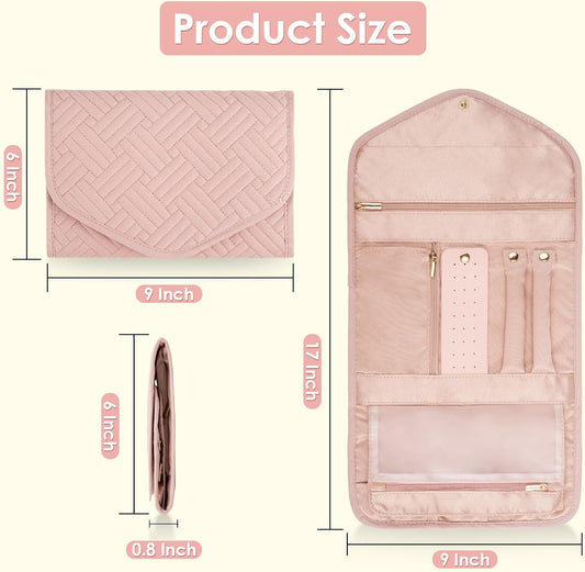 Travel Jewelry Organizer Bag Anti-Tangle Foldable Small Jewelry Roll Travel Case Accessory for Necklaces, V1258-DP02-B-61