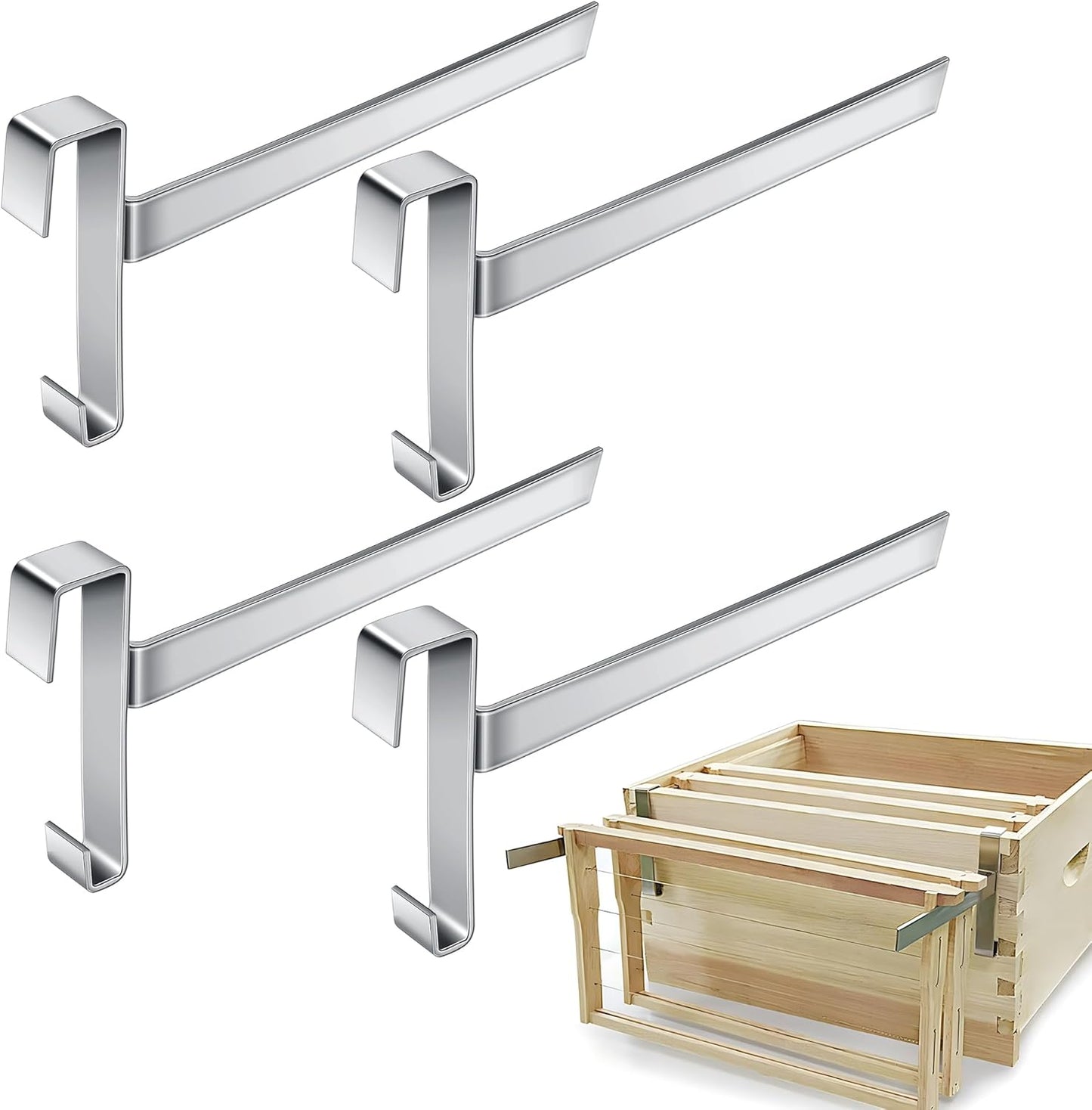 4 Pcs Beehive Frame Holder- Stainless Steel Beehive Frame Perch- 5 Full Frame Capacity Beekeeping Frame V1258-DP02-B-613