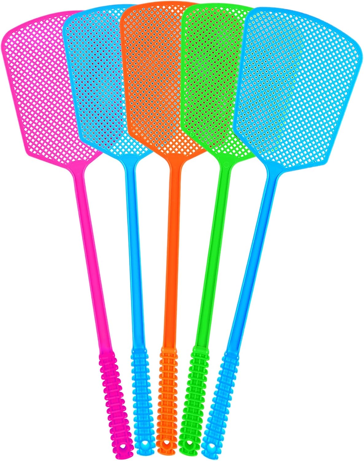 Fly Swatter,5 Pack Plastic Heavy Duty Manual Fly Killer, Long Handle Flyswatter, Large Bug Swatters That Work V1258-DP02-B-624