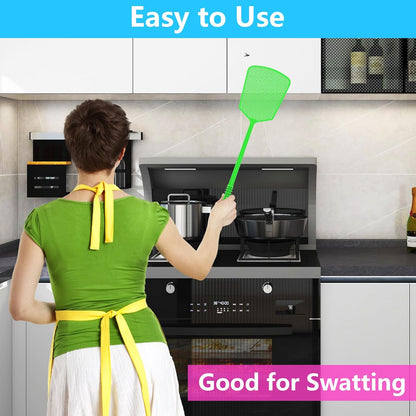Fly Swatter,5 Pack Plastic Heavy Duty Manual Fly Killer, Long Handle Flyswatter, Large Bug Swatters That Work V1258-DP02-B-624