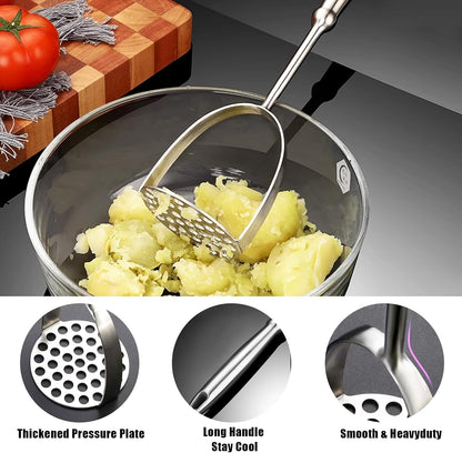 Potato Masher,Stainless Steel Mashed Potatoes Masher with Long Handle for Beans,Avocado,Fruit,Vegetables.One V1258-DP02-B-626