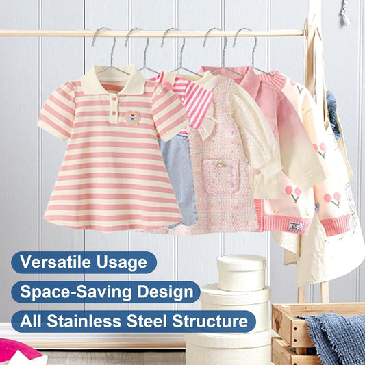 20 Pack Silver Stainless Steel Kids Hangers, Space-Saving Non-Slip, Perfect for Baby, Toddler & Kids' Clothes V1258-DP02-B-627