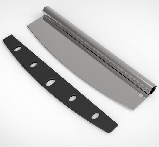 Pizza Cutter Stainless Steel Rocker Slicer - 14 Inch Sharp Knife with Blade Cover, Dishwasher Safe Premium V1258-DP02-B-632