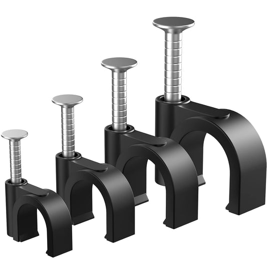 400pcs Black Cable Clips 4/6/8/10mm Cable Wire Clips Nail in Cable Clips Cable Tacks Coaxial Nail Clamps V1258-DP02-B-633