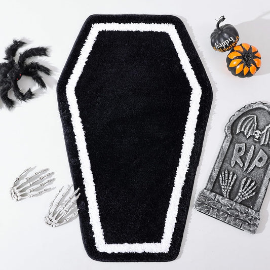 Halloween Decor Black Coffin Bath Mat for Bathroom, Cute Gothic Halloween Decoration Black Bathroom Rug Non V1258-DP02-B-636