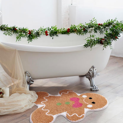 Cute Gingerbread Bath Mat for Bathroom Soft Water Absorbing Bath Rug with Non Slip Backing Fun Washable V1258-DP02-B-637
