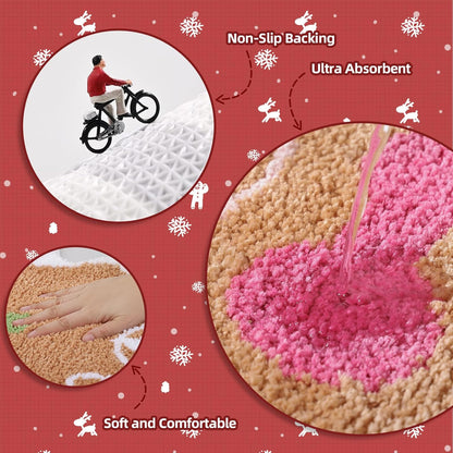 Cute Gingerbread Bath Mat for Bathroom Soft Water Absorbing Bath Rug with Non Slip Backing Fun Washable V1258-DP02-B-637