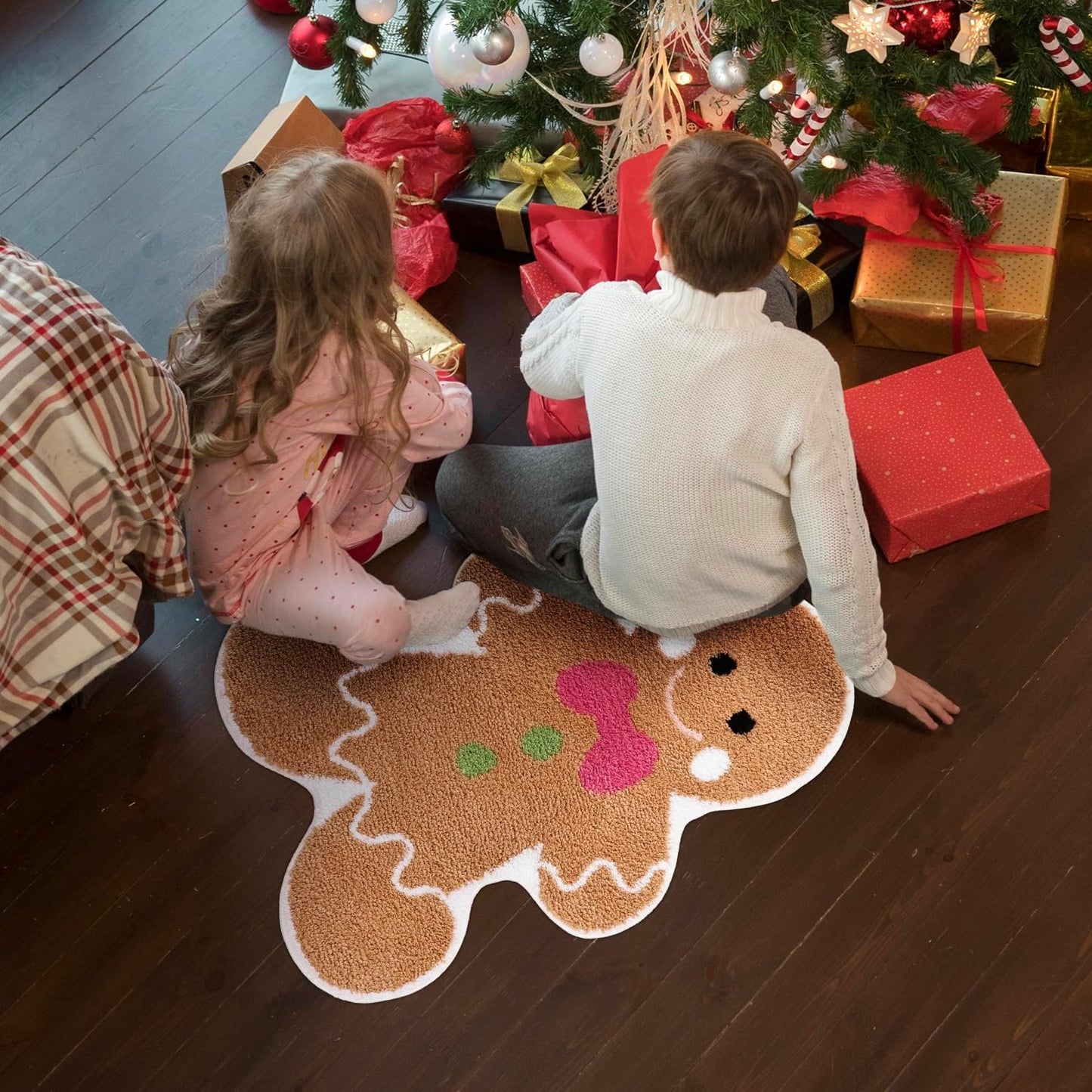 Cute Gingerbread Bath Mat for Bathroom Soft Water Absorbing Bath Rug with Non Slip Backing Fun Washable V1258-DP02-B-637