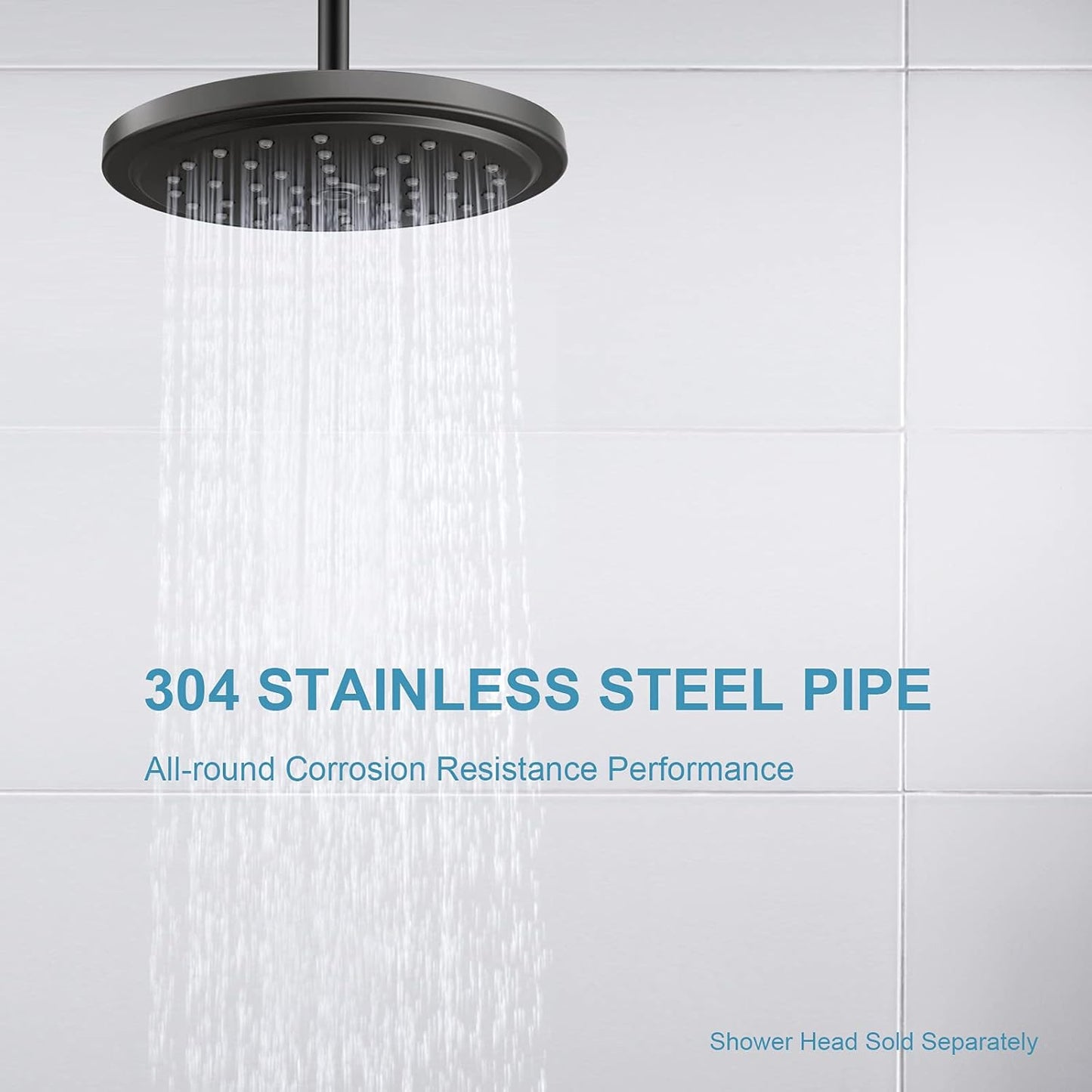 Shower Arm with Flange, 6 in Ceiling Mount Replacement Rain Shower Head Straight Arm Ceiling-Mounted For V1258-DP02-B-646
