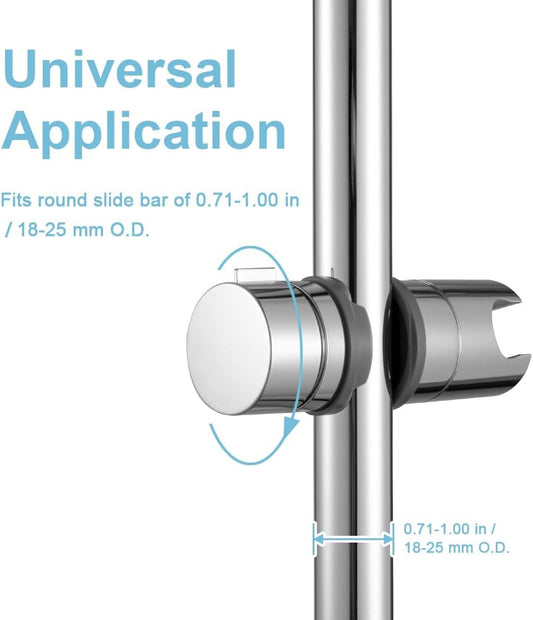 Shower Head Holder for Slide Bar Adjustable 0.71-1.00 in(18-25 mm) O.D, Adjustable Holder for Slide Bar V1258-DP02-B-648
