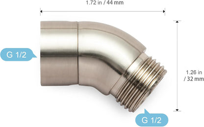 Shower Head Elbow Adapter, Brushed Nickel All Metal Handheld Shower Head Elbow Adapter Shower Arm Angle V1258-DP02-B-651