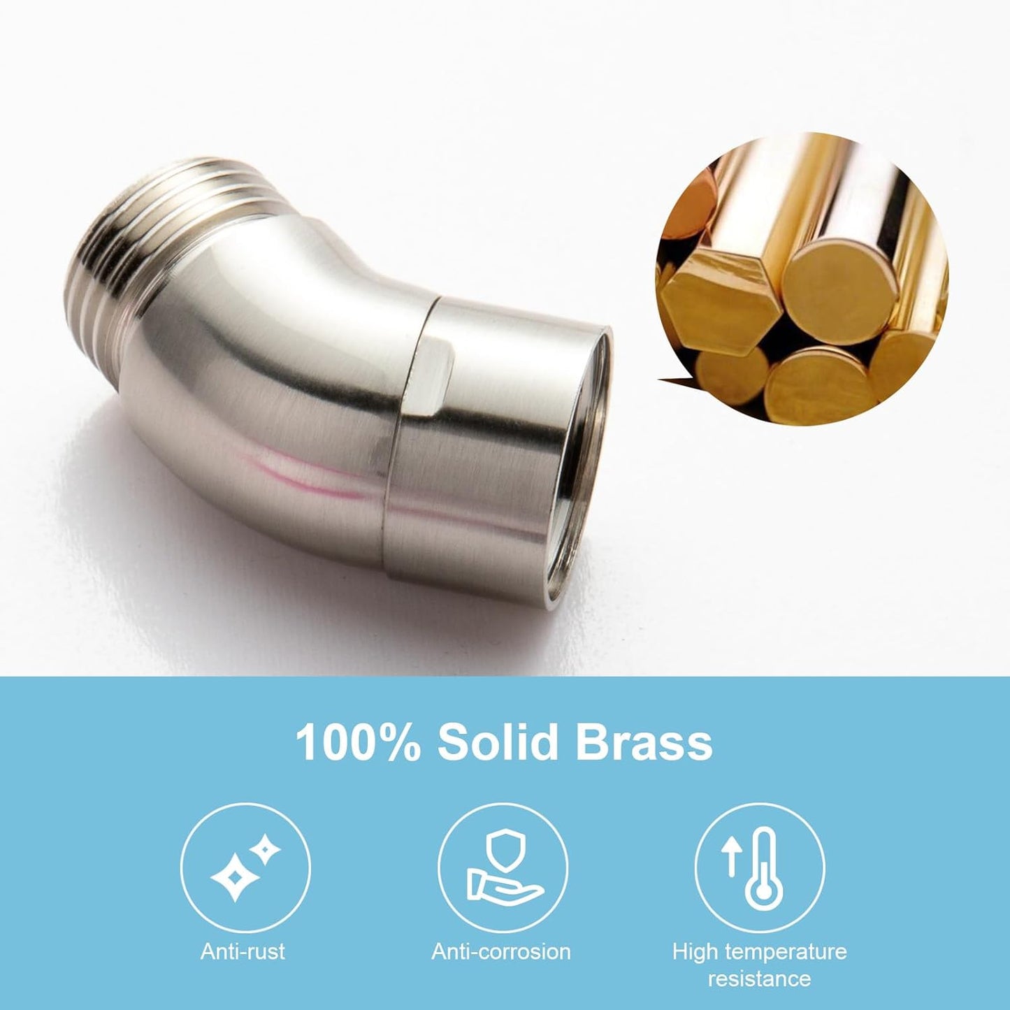 Shower Head Elbow Adapter, Brushed Nickel All Metal Handheld Shower Head Elbow Adapter Shower Arm Angle V1258-DP02-B-651