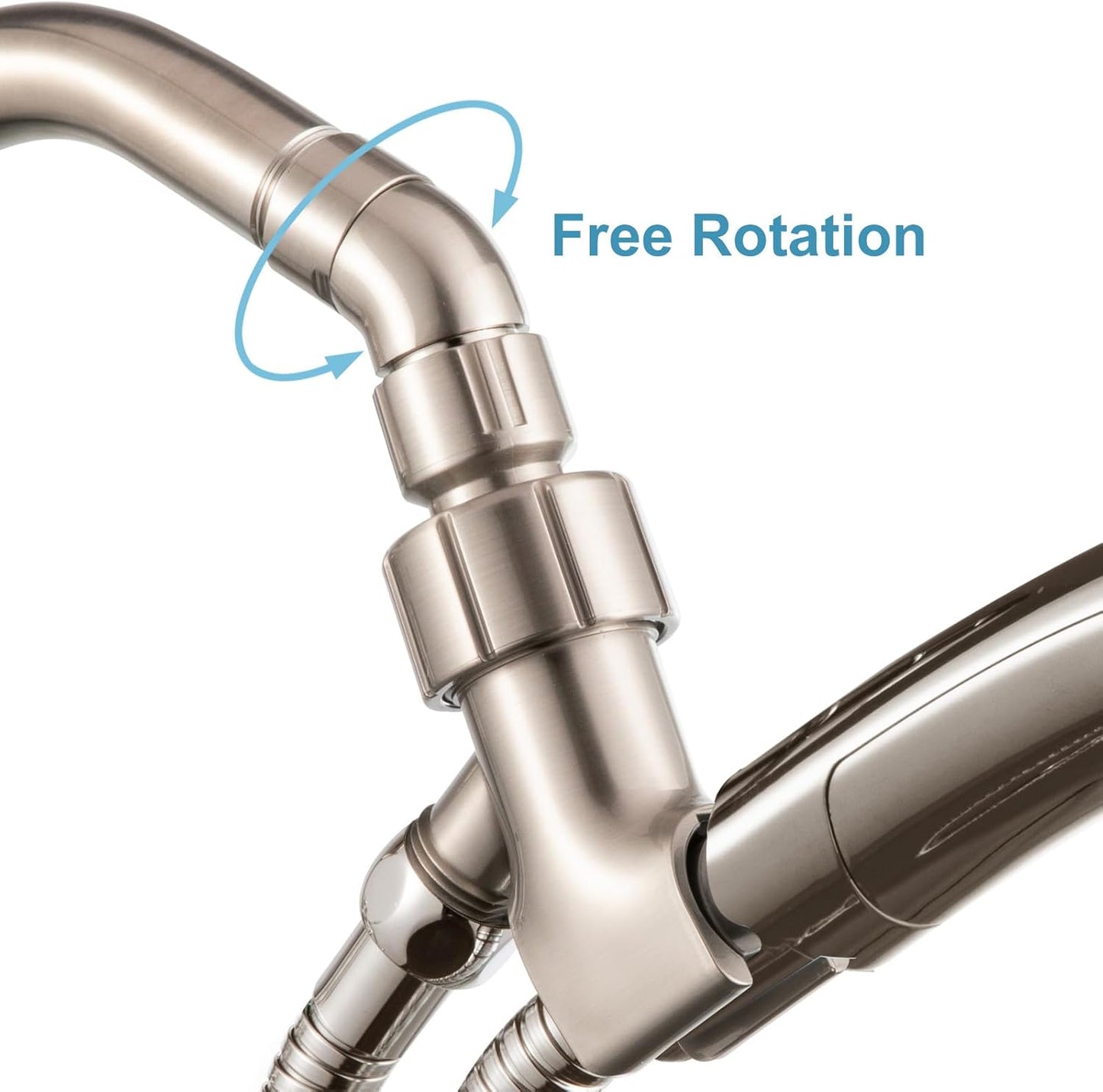 Shower Head Elbow Adapter, Brushed Nickel All Metal Handheld Shower Head Elbow Adapter Shower Arm Angle V1258-DP02-B-651