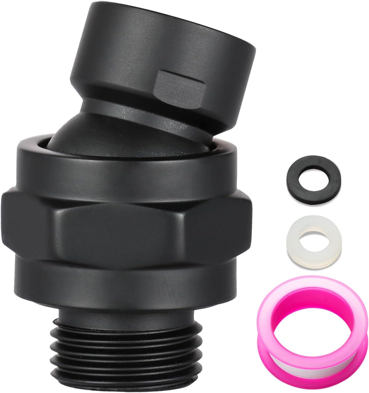 Shower Head Swivel Ball Adapter, All Metal Adjustable Shower Arm Extension Connector Universal Showering V1258-DP02-B-653