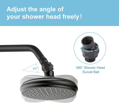 Shower Head Swivel Ball Adapter, All Metal Adjustable Shower Arm Extension Connector Universal Showering V1258-DP02-B-653