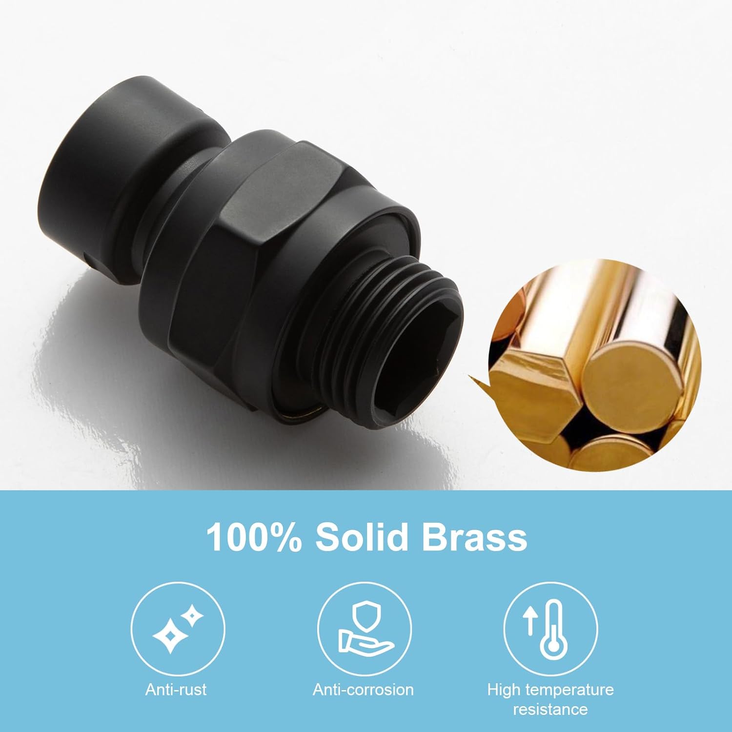 Shower Head Swivel Ball Adapter, All Metal Adjustable Shower Arm Extension Connector Universal Showering V1258-DP02-B-653