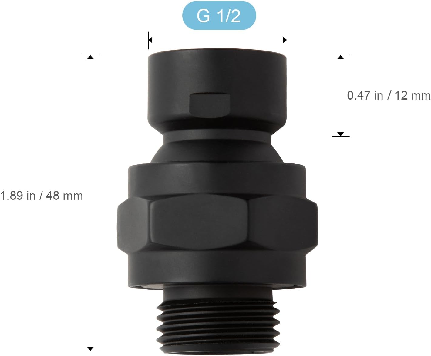 Shower Head Swivel Ball Adapter, All Metal Adjustable Shower Arm Extension Connector Universal Showering V1258-DP02-B-653