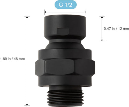 Shower Head Swivel Ball Adapter, All Metal Adjustable Shower Arm Extension Connector Universal Showering V1258-DP02-B-653