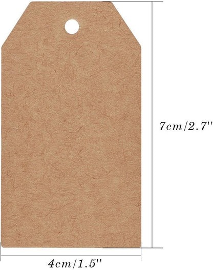 100 Pcs Christmas Gift Tags with String Kraft Paper Vintage Wedding Hang Tags 7x4cm with Natural Jute Twine V1258-DP02-B-662