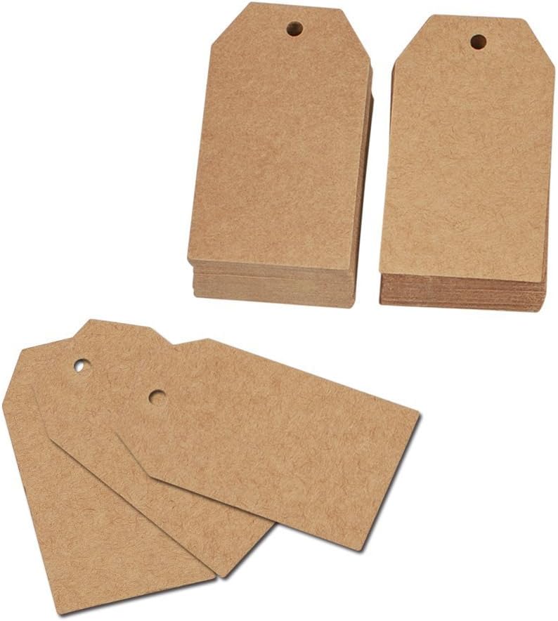100 Pcs Christmas Gift Tags with String Kraft Paper Vintage Wedding Hang Tags 7x4cm with Natural Jute Twine V1258-DP02-B-662