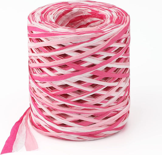 Valentine's Day Raffia Ribbon, 524 Feet Pink Paper Gift Ribbon for Gift Wrapping, Decorating, Crafts, DIY V1258-DP02-B-665