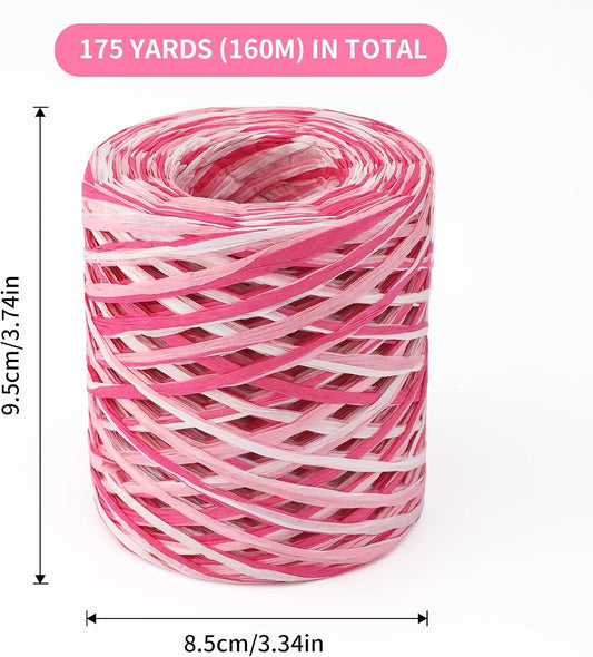 Valentine's Day Raffia Ribbon, 524 Feet Pink Paper Gift Ribbon for Gift Wrapping, Decorating, Crafts, DIY V1258-DP02-B-665