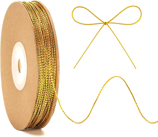 Gold String Metallic Twine - 1mm 328 Feet Gold String for Crafts Christmas String Glitter Decorative Cord for V1258-DP02-B-674