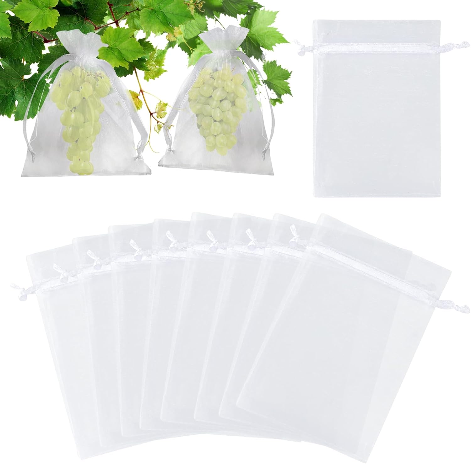 Fruit Protection Bags - 100PCS Nets, 4x6 Inch, White, Mesh Bags for Fruit & Vegetables V1258-DP02-B-680