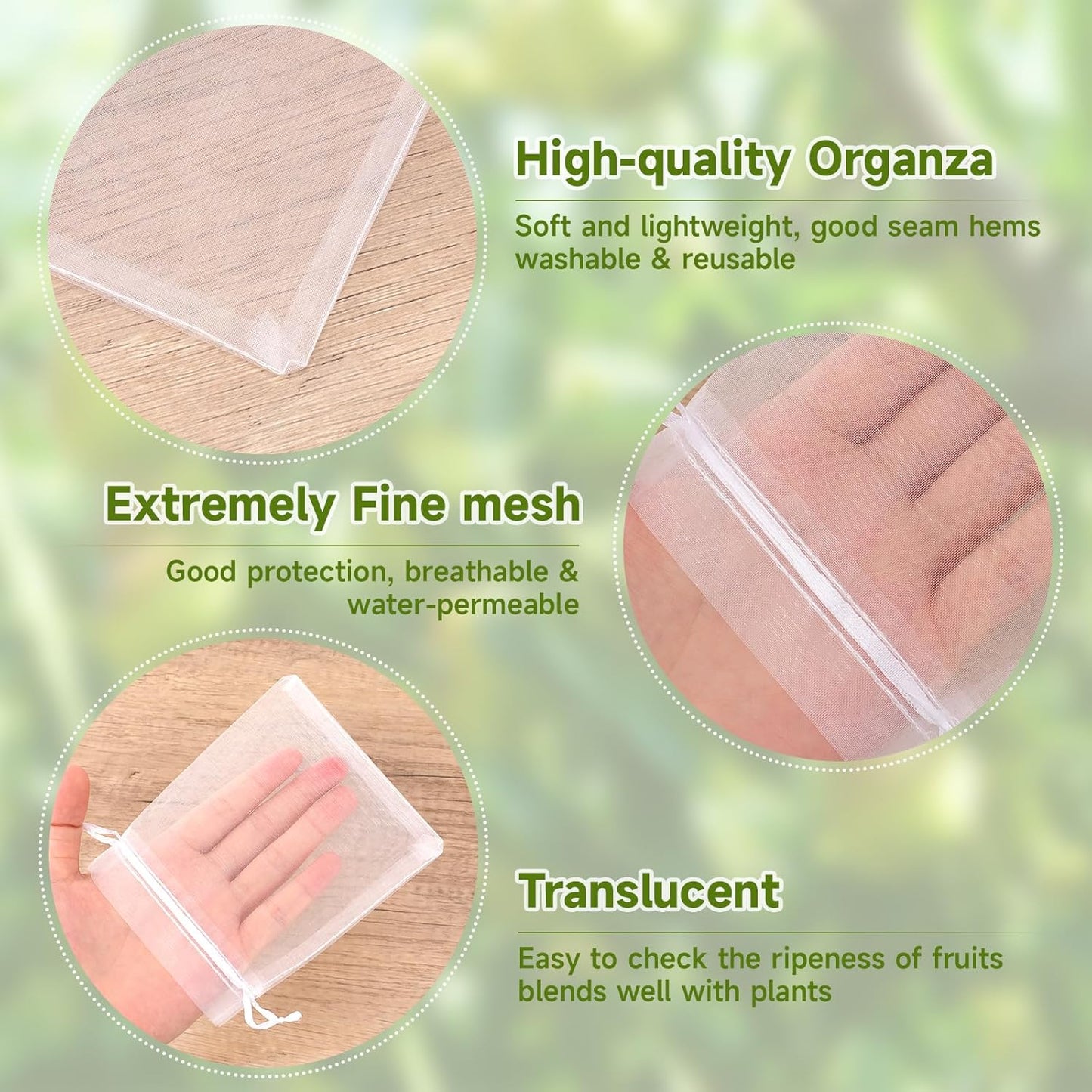 Fruit Protection Bags - 100PCS Nets, 4x6 Inch, White, Mesh Bags for Fruit & Vegetables V1258-DP02-B-680
