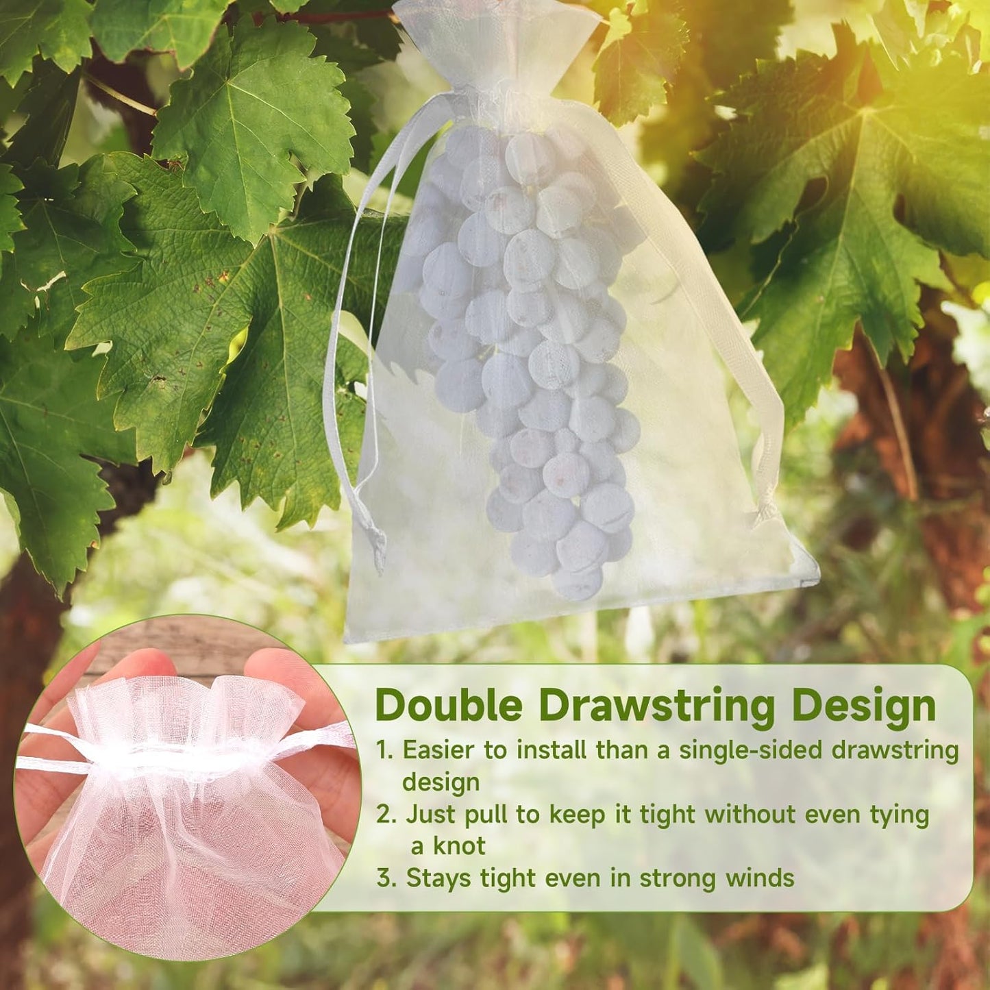 Fruit Protection Bags - 100PCS Nets, 4x6 Inch, White, Mesh Bags for Fruit & Vegetables V1258-DP02-B-680