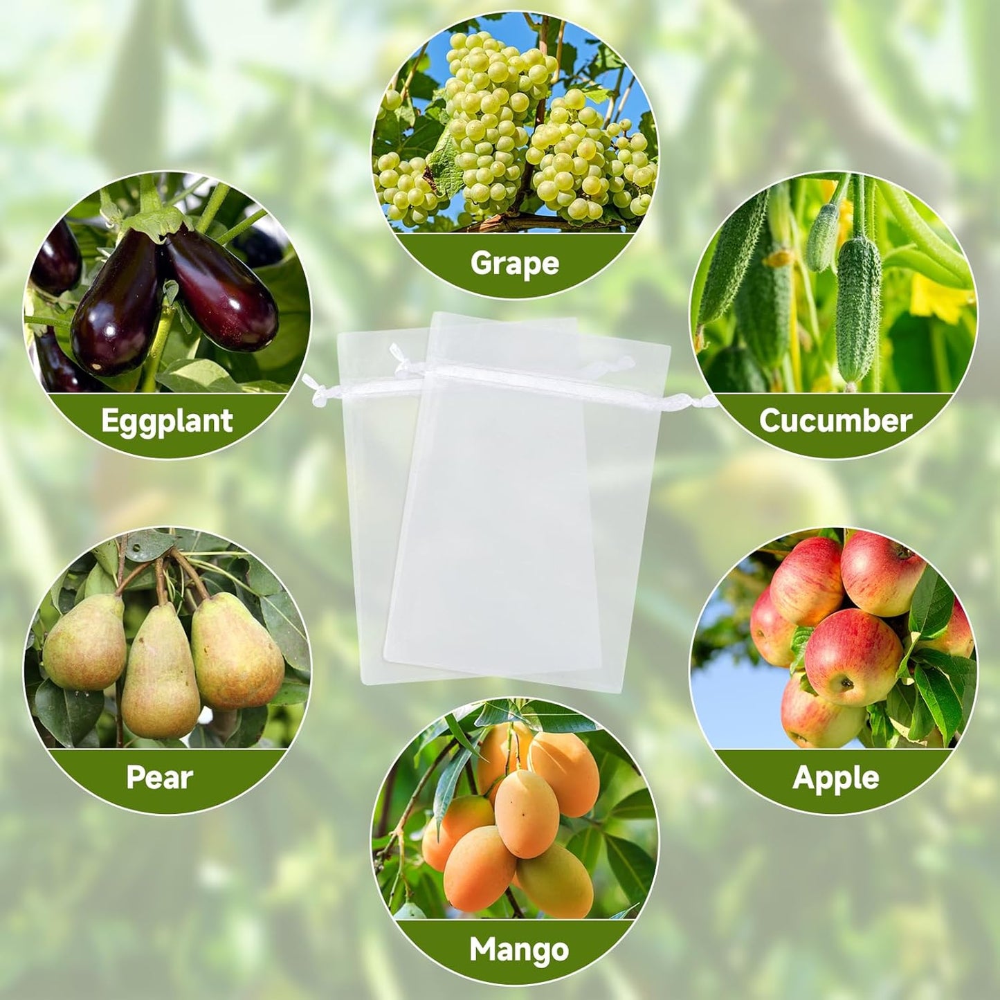 Fruit Protection Bags - 100PCS Nets, 4x6 Inch, White, Mesh Bags for Fruit & Vegetables V1258-DP02-B-680