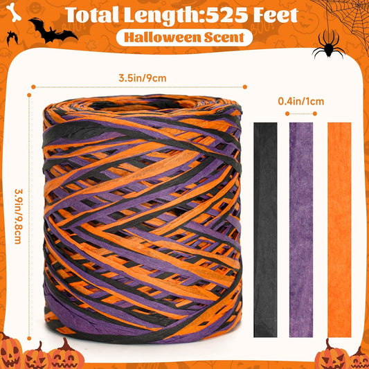 Halloween Raffia Ribbon 525 Feet Orange Black Purple Raffia Ribbon Colored Raffia Paper Ribbon Gift Wrapping V1258-DP02-B-685