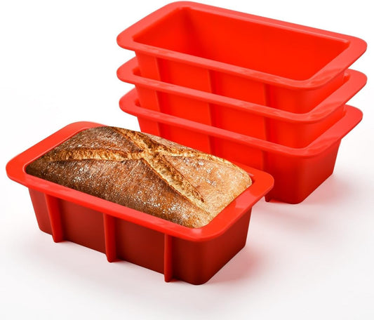 Silicone Mini Bread Loaf Pans for Baking, Small Loaf Pan Set of 4, 2.7x5.4 Inch Nonstick Bread Silicone Molds V1258-DP02-B-7