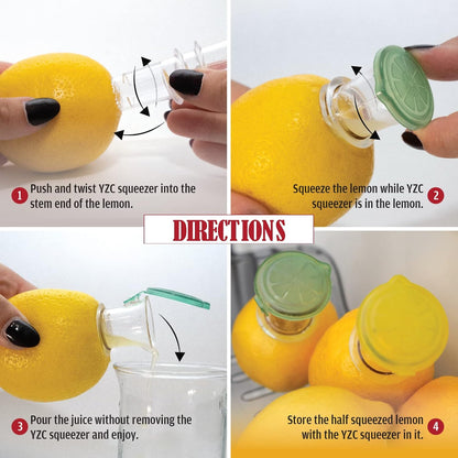 YZC Lemon Squeezer - 2-Pack Lemon-Juicer - BPA-Free Plastic Lime Juicer- Compact Juice Extractor Citrus Press V1258-DP02-B-70