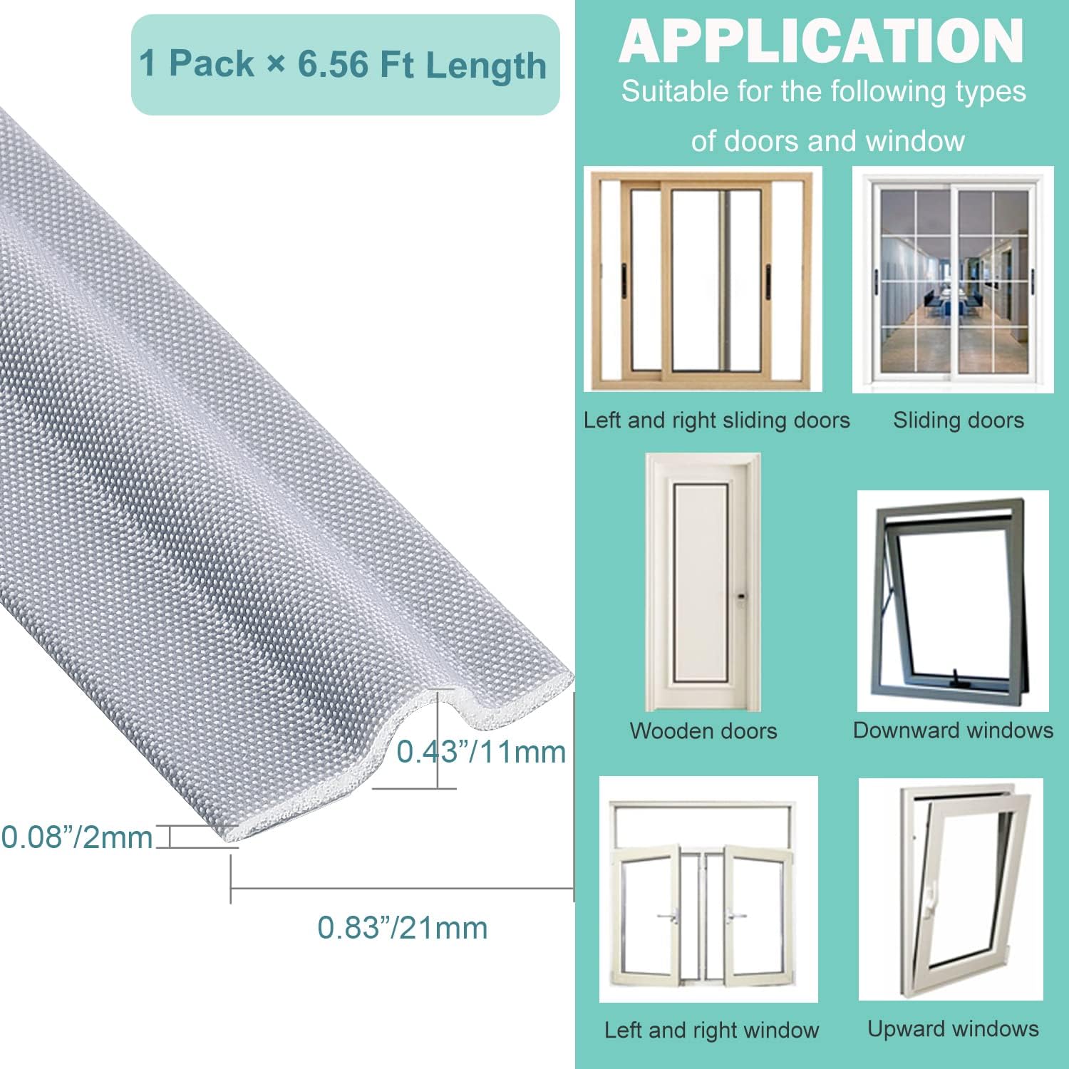 Draft Stopper Sweep, Door Weatherproofing Stripping, Window Seal Strip Self-adhisive Soundproof Cuttable V1258-DP02-B-701