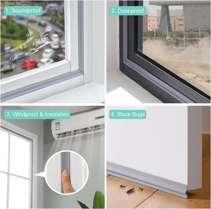 Draft Stopper Sweep, Door Weatherproofing Stripping, Window Seal Strip Self-adhisive Soundproof Cuttable V1258-DP02-B-701