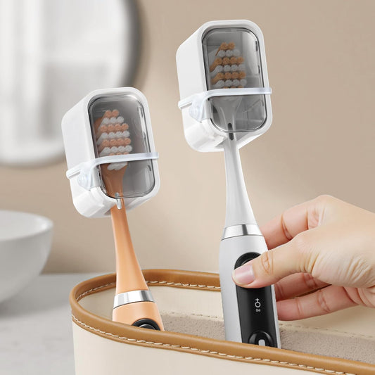 Toothbrush Cover Travel 2PCS, Stay Closed with Band Electric Toothbrush Covers Caps, Toothbrush Head Cover V1258-DP02-B-702