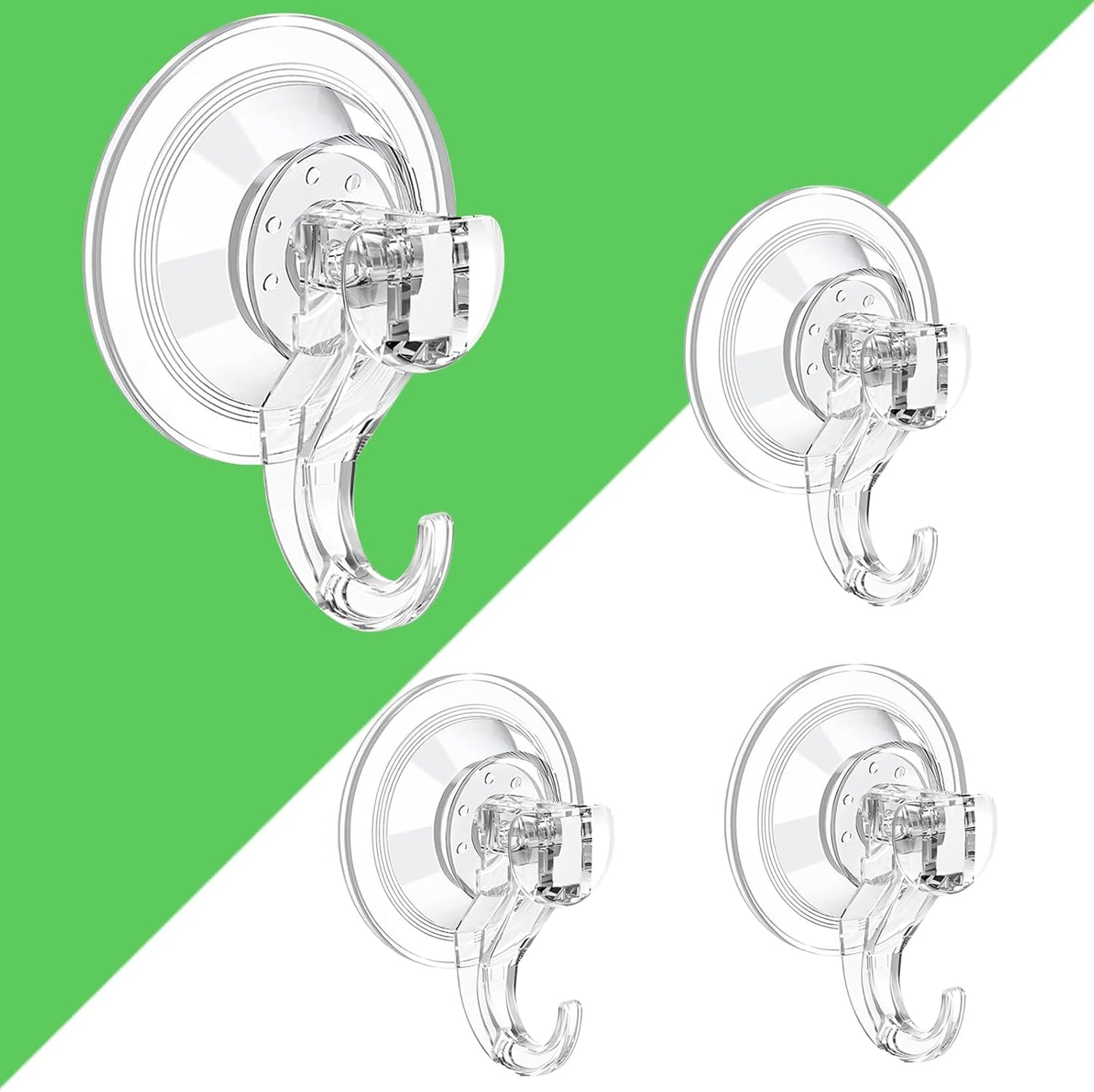Suction Cup Hooks - 4 Pack Suction Hooks Reusable Powerful Waterproof - Clear Removable Suction Hanger for V1258-DP02-B-703