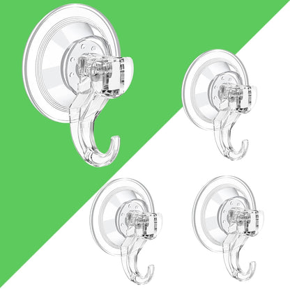Suction Cup Hooks - 4 Pack Suction Hooks Reusable Powerful Waterproof - Clear Removable Suction Hanger for V1258-DP02-B-703