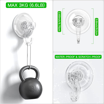 Suction Cup Hooks - 4 Pack Suction Hooks Reusable Powerful Waterproof - Clear Removable Suction Hanger for V1258-DP02-B-703