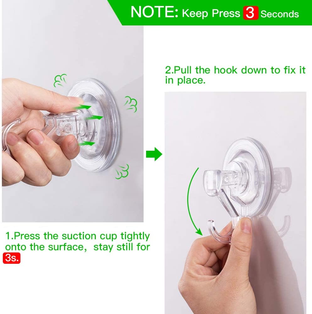 Suction Cup Hooks - 4 Pack Suction Hooks Reusable Powerful Waterproof - Clear Removable Suction Hanger for V1258-DP02-B-703