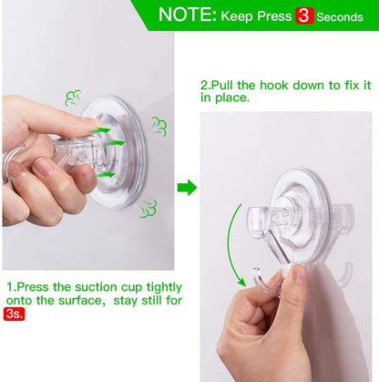 Suction Cup Hooks - 4 Pack Suction Hooks Reusable Powerful Waterproof - Clear Removable Suction Hanger for V1258-DP02-B-703