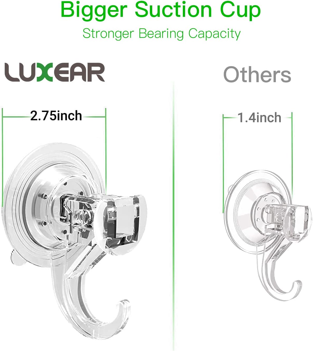 Suction Cup Hooks - 4 Pack Suction Hooks Reusable Powerful Waterproof - Clear Removable Suction Hanger for V1258-DP02-B-703