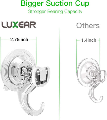 Suction Cup Hooks - 4 Pack Suction Hooks Reusable Powerful Waterproof - Clear Removable Suction Hanger for V1258-DP02-B-703