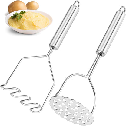2 Pcs Potato Smasher, Mashed Potato Masher, Stainless Steel Masher Kitchen Tool for Bean, Fruit, Vegetables, V1258-DP02-B-704