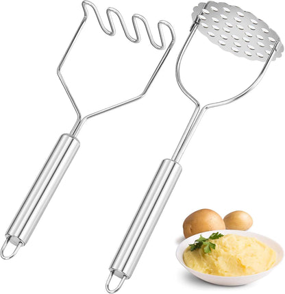 2 Pcs Potato Smasher, Mashed Potato Masher, Stainless Steel Masher Kitchen Tool for Bean, Fruit, Vegetables, V1258-DP02-B-704