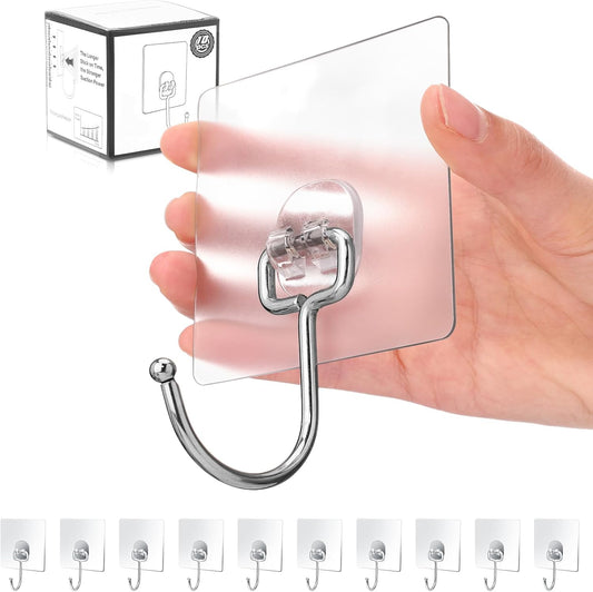10-Pack All-Purpose Large Adhesive Hooks for Hanging, Banana Hook, Heavy Duty Adhesive Hooks 37 lb(Max), V1258-DP02-B-706