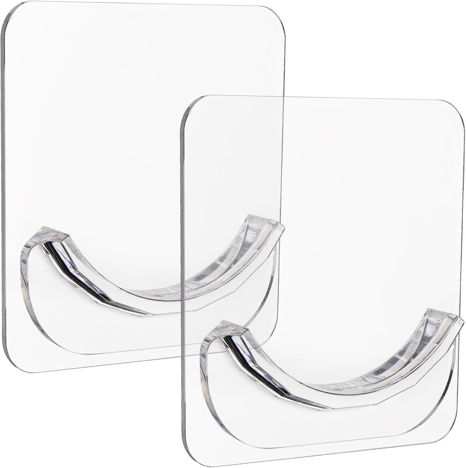2 Pack Adhesive Curtain Rod Holders, No Drilling Shower Curtain Tension Rod Support Holder, Transparent Clear V1258-DP02-B-708