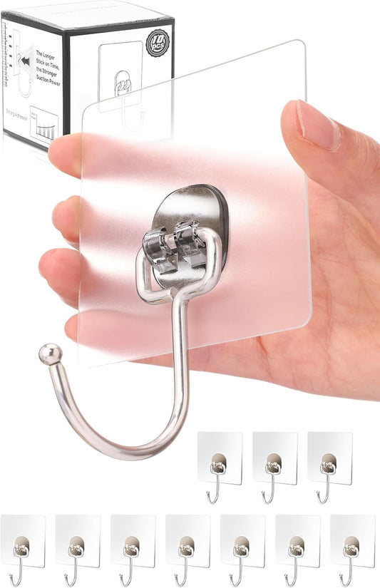 10-Pack Large Adhesive Hooks, Wreath Hangers, Heavy Duty Adhesive Hooks 37 lb(Max), Sticky Wall Hook fit V1258-DP02-B-710