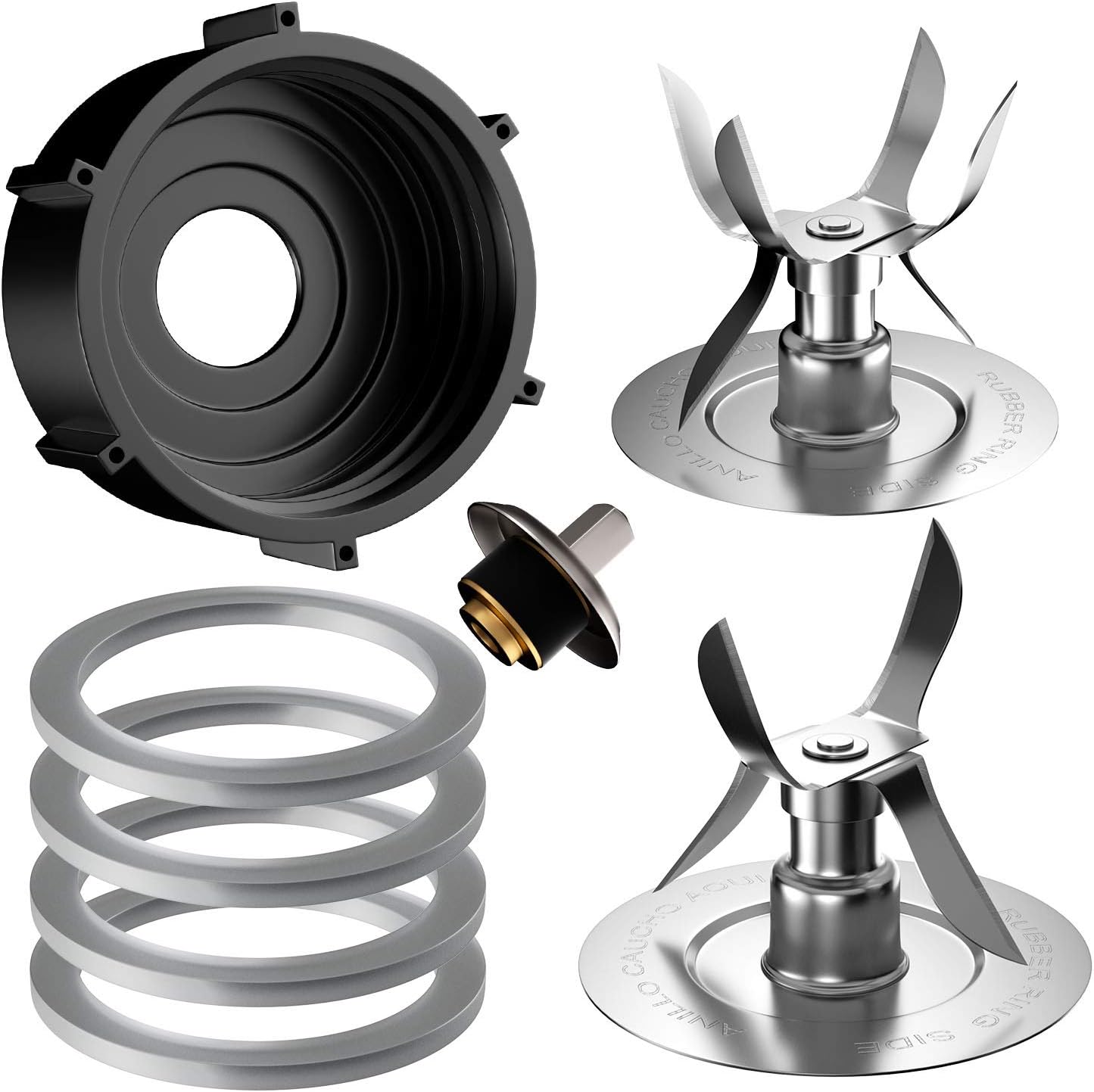 8 Pieces Replacement Part Ice Blades 4961 4980 Jar Bottom Cap 4902 Rubber Gaskets and Coupling Stud Slinger V1258-DP02-B-72